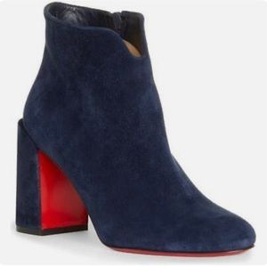 Christian Louboutin CASTARIKA 85 Suede Ankle Bootie Boots Heels Shoes